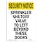 Signmission OSHA Security Sign, 14" Height, Rigid Plastic, Sprinkler Shutoff Valve To Left, Portrait OS-SN-P-1014-V-11780 - alternate 1